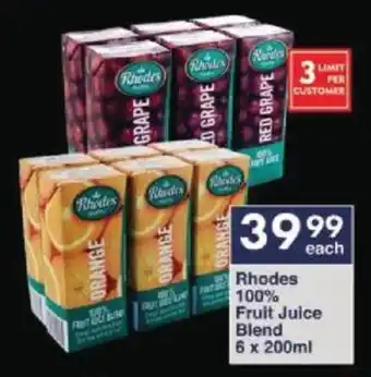 President Hyper Rhodes 100% Fruit Juice Blend 6 x 200ml offer