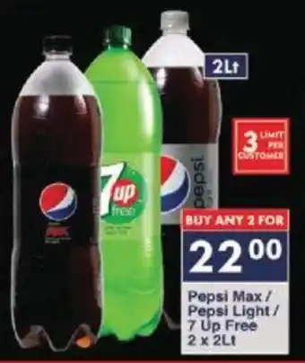 President Hyper Pepsi Max/ Pepsi Light/ 7 Up Free 2 x 2Lt offer