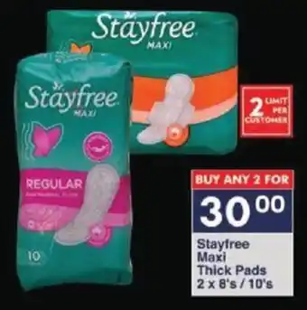 President Hyper Stayfree Maxi Thick Pads 2 x 8's/10's offer