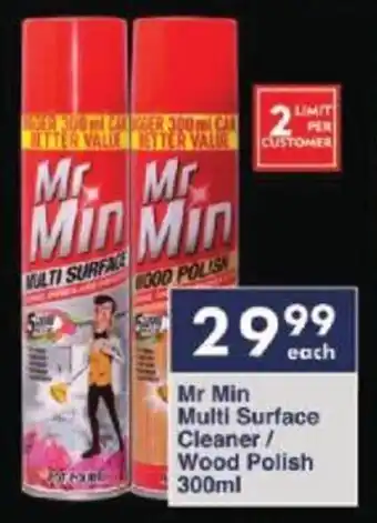 President Hyper Mr Min Multi Surface Cleaner/ Wood Polish 300ml offer