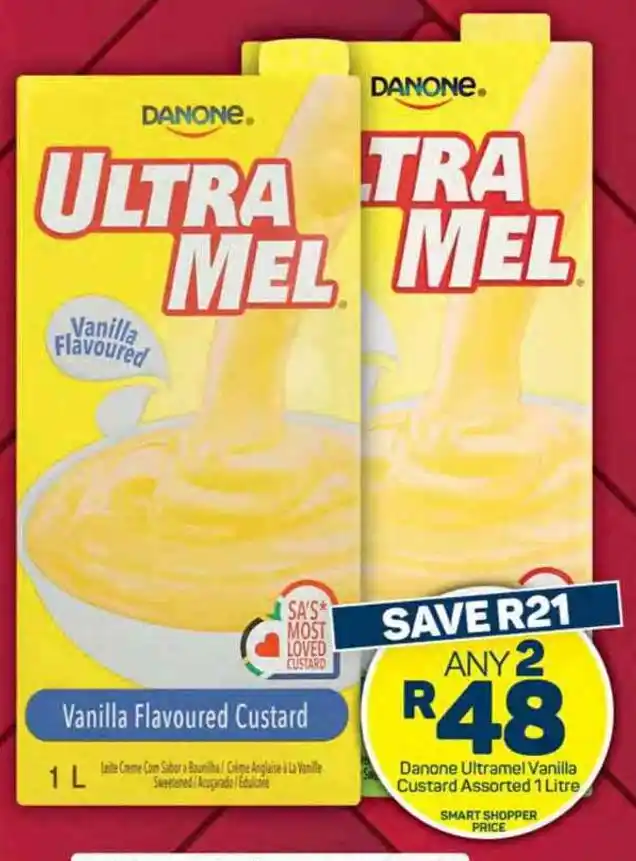 Danone Ultramel Vanilla Custard Assorted 1 Litre offer at Pick n Pay