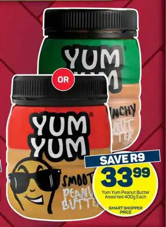 Pick n Pay Hypermarket Yum Yum Peanut Butter Assorted 400g Each offer