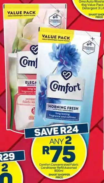 Pick n Pay Hypermarket Comfort Concentrated Fabric Conditioner Refill Assorted 800ml offer