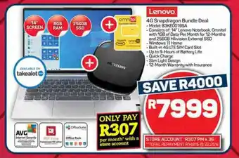 Pick n Pay Hypermarket Lenovo 4G Snapdragon Bundle Deal offer