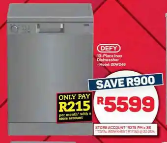 Pick n Pay Hypermarket DEFY 13-Place Inox Dishwasher offer