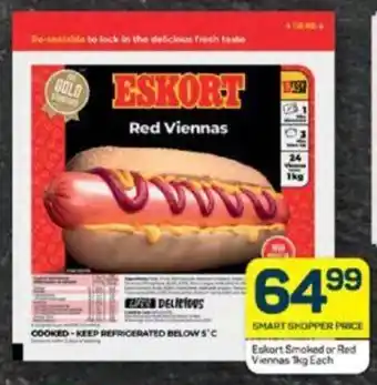 Pick n Pay Eskort Smoked or Red Viennas 1kg Each offer