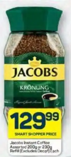 Pick n Pay Jacobs Instant Coffee Assorted 200g or 230g Refill (Excludes Decaf) Each offer