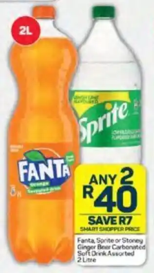 Fanta, Sprite or Stoney Ginger Beer Carbonated Soft Drink Assorted 2 Litre