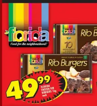 Shoprite Florida Frozen Rib Burger 1kg each offer