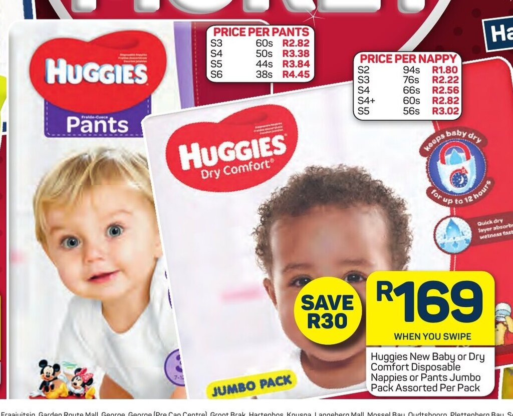 Huggies Dry Comfort Disposable Nappies or Pants Jumbo Pack Assorted Per