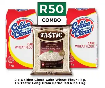 Food Lover's Market 2 x Golden Cloud Cake Wheat Flour 1kg, 1 x Tastic Long Parboiled Rice 1kg offer