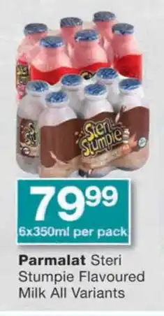 Checkers Parmalat Steri Stumpie Flavoured Milk All Variants 6x350ml per pack offer