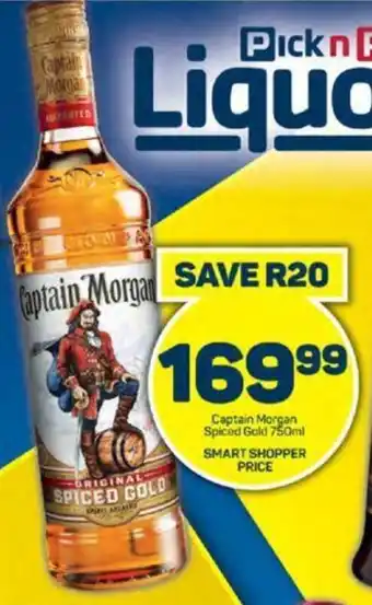 Pick n Pay Captain Morgan Spiced Gold 750ml offer