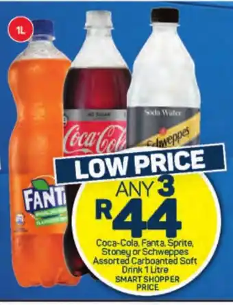 Pick n Pay Liquor Coca-Cola, Fanta, Sprite, Stoney or Schweppes Assorted Carboanted Soft Drink 1 Litre offer