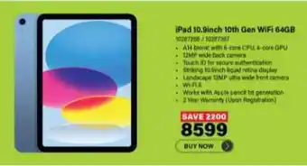 Incredible Connection iPad 10.9inch 10th Gen WiFi 64GB offer