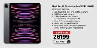 Incredible Connection iPad Pro 12.9inch 6th Gen Wi-Fi 128GB offer