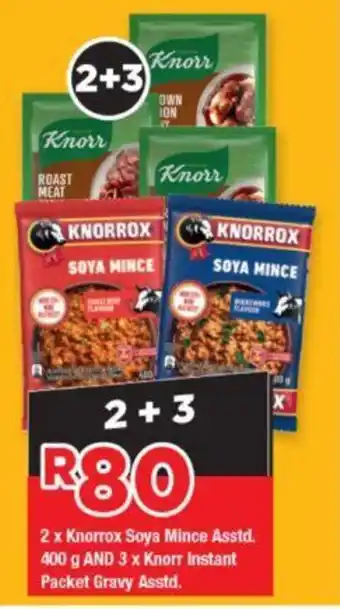 OK Grocer 2 x Knorrox Soya Mince Asstd. 400g AND 3 x Knorr Instant Packet Gravy Asstd. offer