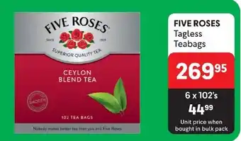 Makro FIVE ROSES Tagless Teabags offer