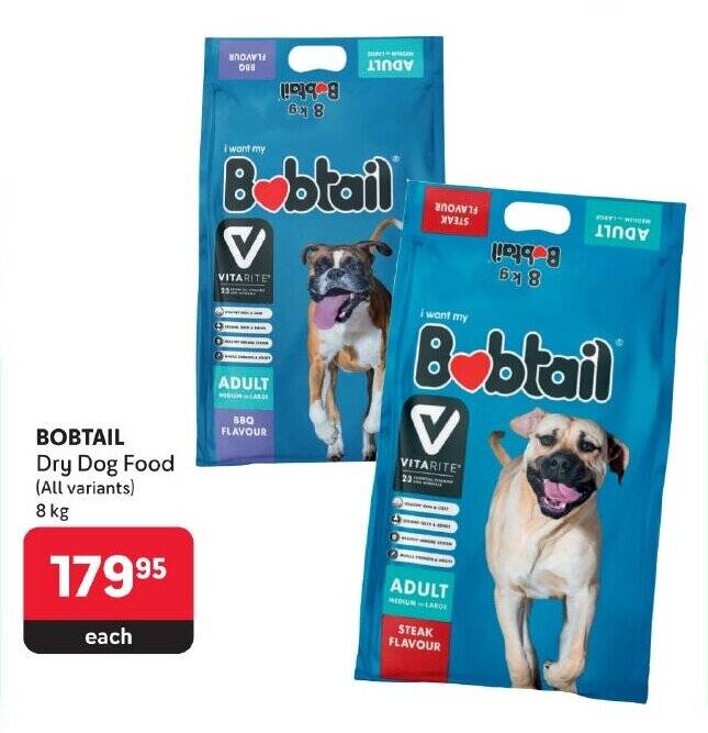 BOBTAIL Dry Dog Food (All variants) 8kg offer at Makro