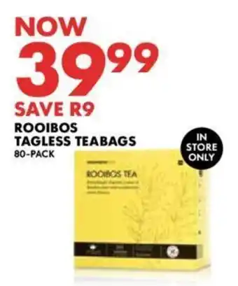 Woolworths ROOIBOS TAGLESS TEABAGS 80-PACK offer