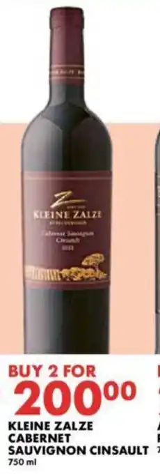 Woolworths KLEINE ZALZE CABERNET SAUVIGNON CINSAULT 750ml offer