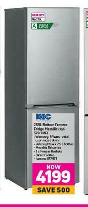 Game KIC 239L Bottom Freezer Fridge Metallic KBF 525/1 ME offer
