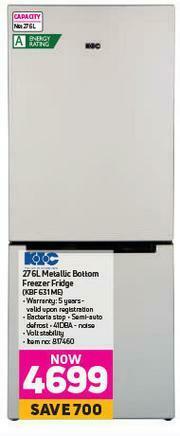 Game KIC 276L Metallic Bottom Freezer Fridge KBF 631 ME offer