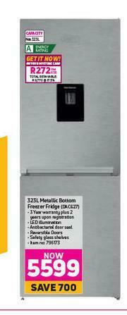Game Defy 323L Metallic Bottom Freezer Fridge DAC627 offer