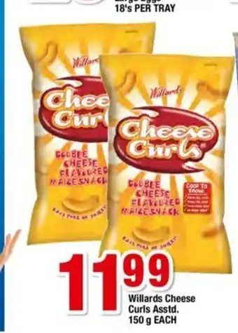 OK Foods Willards Cheese Curls Asstd 150 g each offer