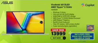 Incredible Connection ASUS Vivobook 15X OLED AMD Ryzen 5 7530U offer