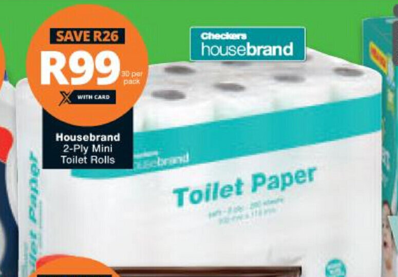 Housebrand 2Ply Mni Toilet Rolls 30 per pack offer at Checkers
