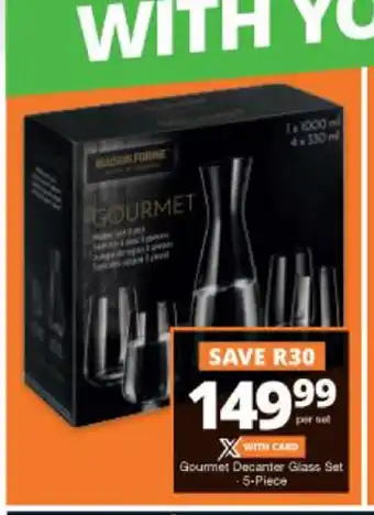 Checkers Gourmet Decanter Glass Set 5-Piece offer
