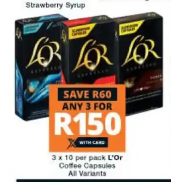 Checkers L'Or Coffee Capsules All Variants 3 x 10 per pack offer