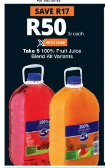 Checkers 100% Fruit Juice Blend All Variants 5L offer