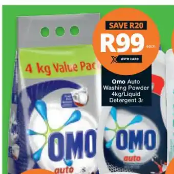 Checkers Hyper Omo Auto Washing Powder 4kg/Liquid Detergent 3L offer