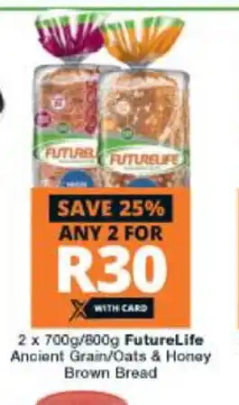 FutureLife Ancient Grain/Oats & Honey Brown Bread 2 x 700g
