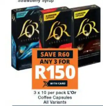 L'Or Coffee Capsules All Variants 3 x 10 per pack