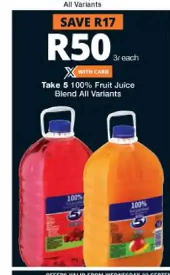 Checkers Hyper 100% Fruit Juice Blend All Variants 3L offer