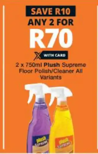 Checkers Hyper Plush Supreme Floor Polish/Cleaner All Variants 2 x 750ml offer