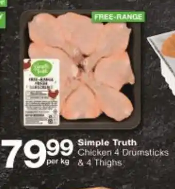 Checkers Simple Truth Chicken 4 Drumsticks & 4 Thighs per kg offer
