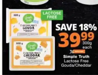 Checkers Simple Truth Lactose Free Gouda / Cheddar 300g offer