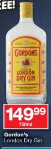 Checkers Gordon's London Dry Gin 750ml offer