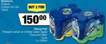 Spar Tops Flying Fish Pressed Lemon or Chilled Green Apple Flavoured Beer Cans 6 x 500ml offer