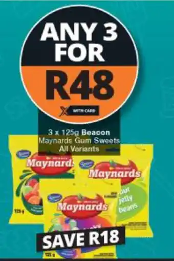 Checkers Beacon Maynards Gum Sweets All Variants 3 x 125g offer