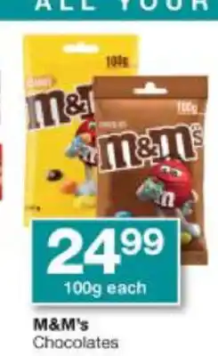 M&M's Chocolates 100g each