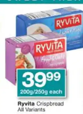 Ryvita Crispbread All Variants 200g/250g each