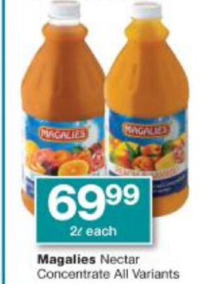 Checkers Magalies Nectar Concentrate All Variants 2L each offer