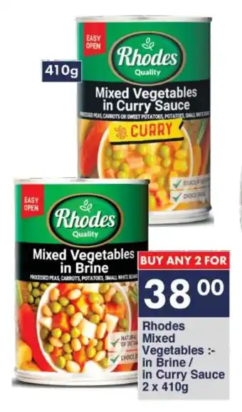 President Hyper Rhodes Mixed Vegetables in Brine/ in Curry Sauce 2 x 410g offer