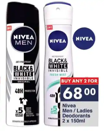 President Hyper Nivea Men/ Ladies Deodorants 2 x 150ml offer