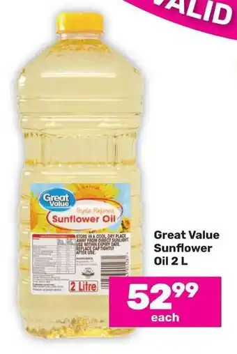 Game Great Value Sunflower Oil 2L offer